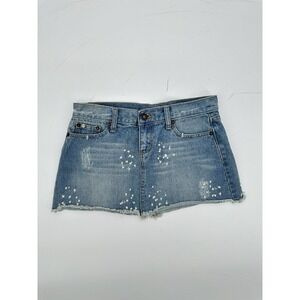 Y2K Wet Seal Low Rise Micro Mini Denim Skirt S Distressed Fairy Grunge Coquette